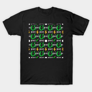 Green anarchism riot pattern T-Shirt